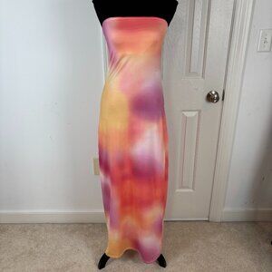 Something New Heather Strapless Tube Maxi‎ Dress Pink and Orange Size S